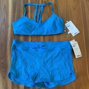 NWT Athleta Cloudbreak Rib Strappy Bikini Top & Surge Short SET